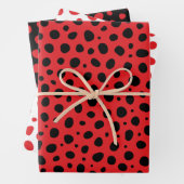 Red Black White Polka Dots Pattern Inpakpapier Vel (In situ)