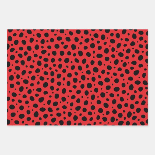 Red Black White Polka Dots Pattern Inpakpapier Vel (Voorkant)