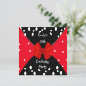 Red Black White Spot Invitation Cute Bow 15e (Debout devant)