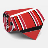 Red Black White Stripes Block Pattern Stropdas (Opgerold)