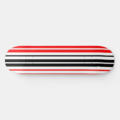 Red Black White Stripes Pattern Design  Skateboard (Horizontaal)