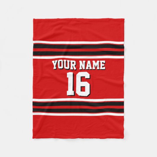 Red Black White Team Jersey Fleece Deken (Voorkant)