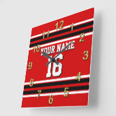 Red Black White Team Jersey Vierkante Klok (Hoek)