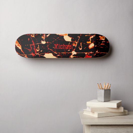 Red Black White Yellow  Skateboard (Muurkunst (Horizontaal))