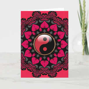 Red Black YinYang Sunflower New Age Cards Kaart