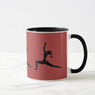 Red Black Yoga Pose Coffee Cup Mok
