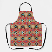 Red Blauwgroen Brown Native American Pattern Schort (Voorkant)