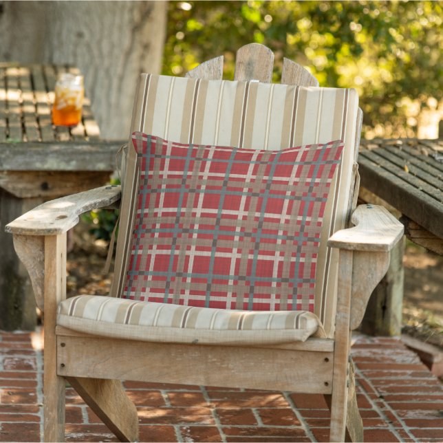 Red Blauwgroen Brown Pset Tartan Patroon Buitenkussen (Stoel)