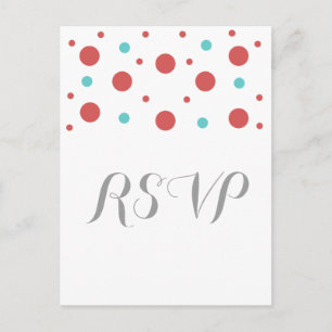 Red Blauwgroen Confetti Response Briefkaart