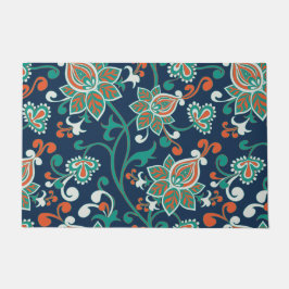 Red Blauwgroen Floral Wallpaper Patroon Deurmat