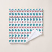 Red Blauwgroen Winter Snowflake Nordic Pattern Mon Bad Handdoek (Wasdoekje)