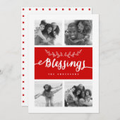 Red Blessings Photo Collage Carte de Noël (Devant / Derrière)