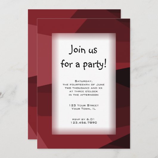 Red Block All Purpose Party-uitnodiging Kaart (Voorkant / Achterkant)