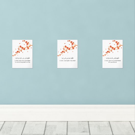 Red Blossom Ramadan Wall Art – Dua Set (Houten vloer)