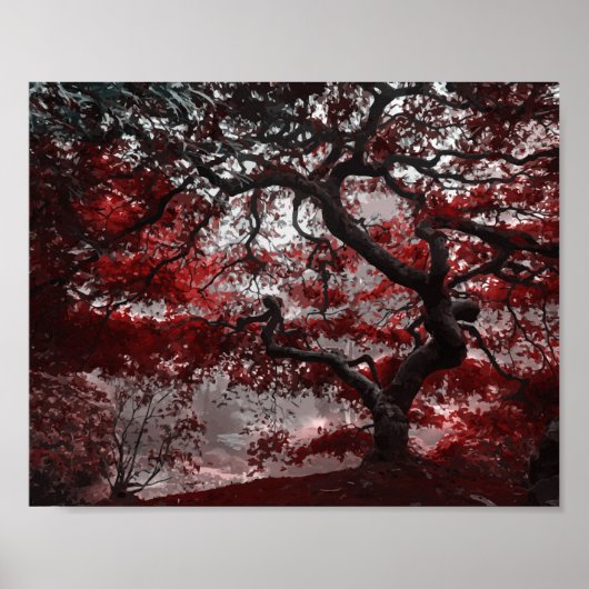 Red Blossom Tree Poster (Voorkant)