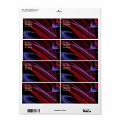 Red Blue Abstract Fractal Shipping Label (Full Sheet)