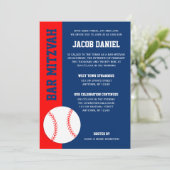Red Blue Baseball Bar Mitzvah Kaart (Staand voorkant)