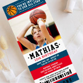 Red Blue Basketball Ticket Birthday Foto Kaart