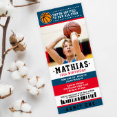 Red Blue Basketball Ticket Birthday Foto Kaart