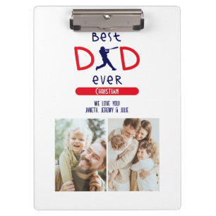 Red Blue Best Pap ooit Baseball Photo Fathers Day Klembord