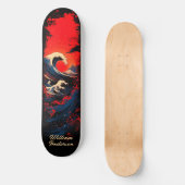 Red Blue Black Sea Wave Skateboard (Voorkant)