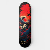 Red Blue Black Sea Wave Skateboard (Voorkant)