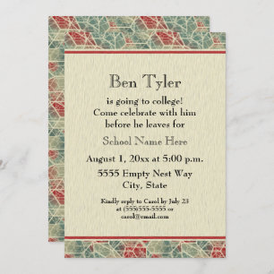 Red Blue Brown Abstracte Trunk Party Invitation Kaart