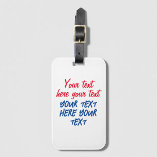 Red Blue Calligraphy Jouw tekst Here Replace Sloga Bagagelabel
