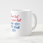 Red Blue Calligraphy Jouw tekst Here Replace Sloga Extra Grote Beker (Voorkant rechts)