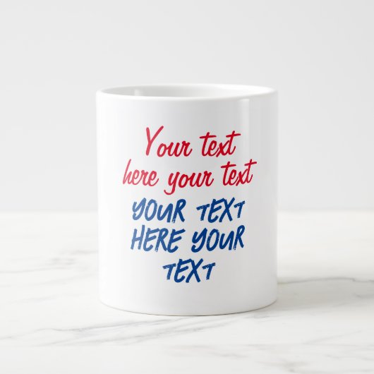 Red Blue Calligraphy Jouw tekst Here Replace Sloga Extra Grote Beker (Voorkant)
