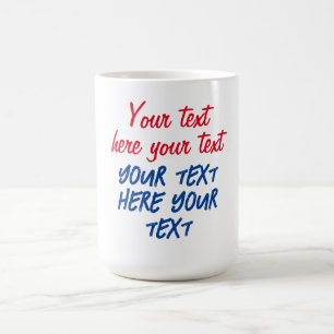 Red Blue Calligraphy Jouw tekst Here Replace Sloga Koffiemok