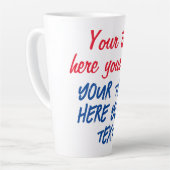 Red Blue Calligraphy Jouw tekst Here Replace Sloga Latte Mok (Linkerhoek)