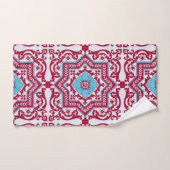 Red Blue Ceramic Style Azulejo Monogram Bad Handdoek (Handdoek)