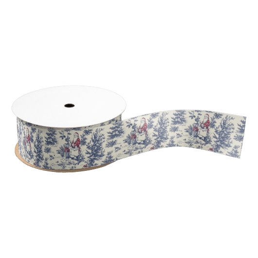 Red & Blue Christmas Santa Toile Grosgrain Lint (Spoel)