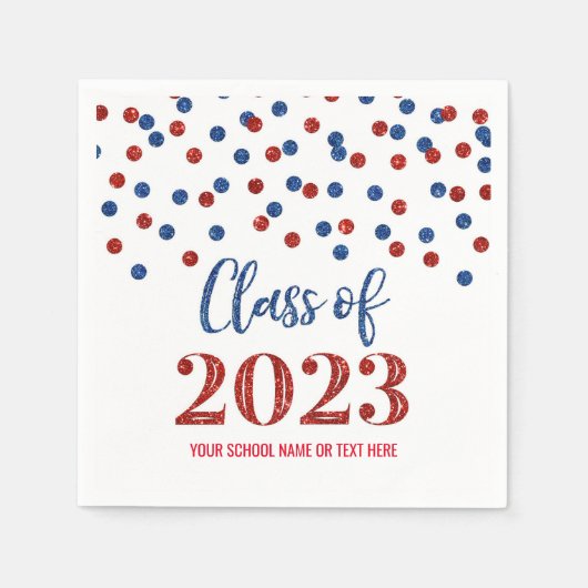 Red Blue Confetti Class of 2023 Napkins Servet (Voorkant)