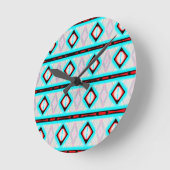 Red Blue Diamond Geometric Stripe Pattern Modern Ronde Klok (Hoek)