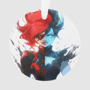 Red Blue Fire Ice Comic Style Anime Girl