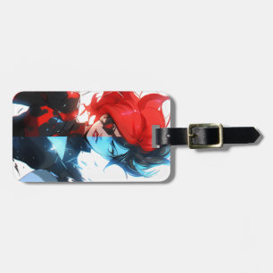 Red Blue Fire Ice Comic Style Anime Meisje Bagagelabel