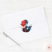 Red Blue Fire Ice Comic Style Anime Meisje Ronde Sticker (Envelop)