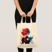 Red Blue Fire Ice Comic Style Anime Meisje Tote Bag (Voorkant (product))