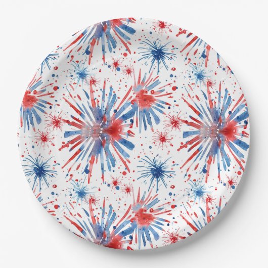 Red Blue Fireworks 4 juli Bord (Voorkant)
