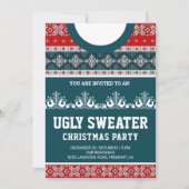 Red Blue Funny Tacky Ugly Sweater kerstparty Kaart (Voorkant)