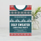 Red Blue Funny Tacky Ugly Sweater kerstparty Kaart (Staand voorkant)