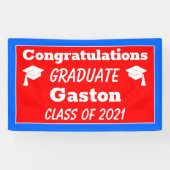 Red Blue Gefeliciteerd Afstuderen Afstuderen Spandoek (Horizontaal)