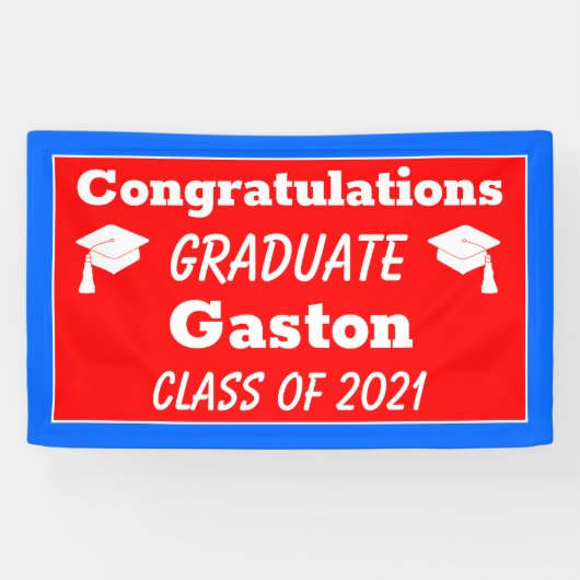 Red Blue Gefeliciteerd Afstuderen Afstuderen Spandoek (Horizontaal)