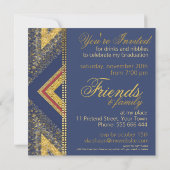 Red+Blue & Gold Shimmer Invitations de la fête de  (Dos)