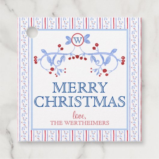 Red Blue Grand Millennial Favor Gift Label (Voorkant)