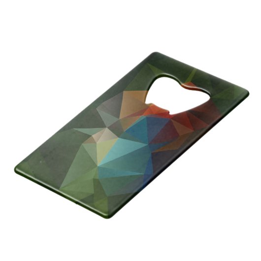 Red Blue Green Abstracte Pyramide Art Kredietkaart Flessenopener (Voorkant Gekanteld)