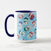 Red Blue Green Cute Snowmen Waterverf Pattern Fle Mok (Links)