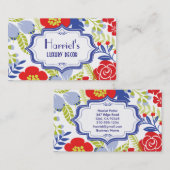 Red Blue Green  Floral Pattern Visitekaartje (Voorkant / Achterkant)